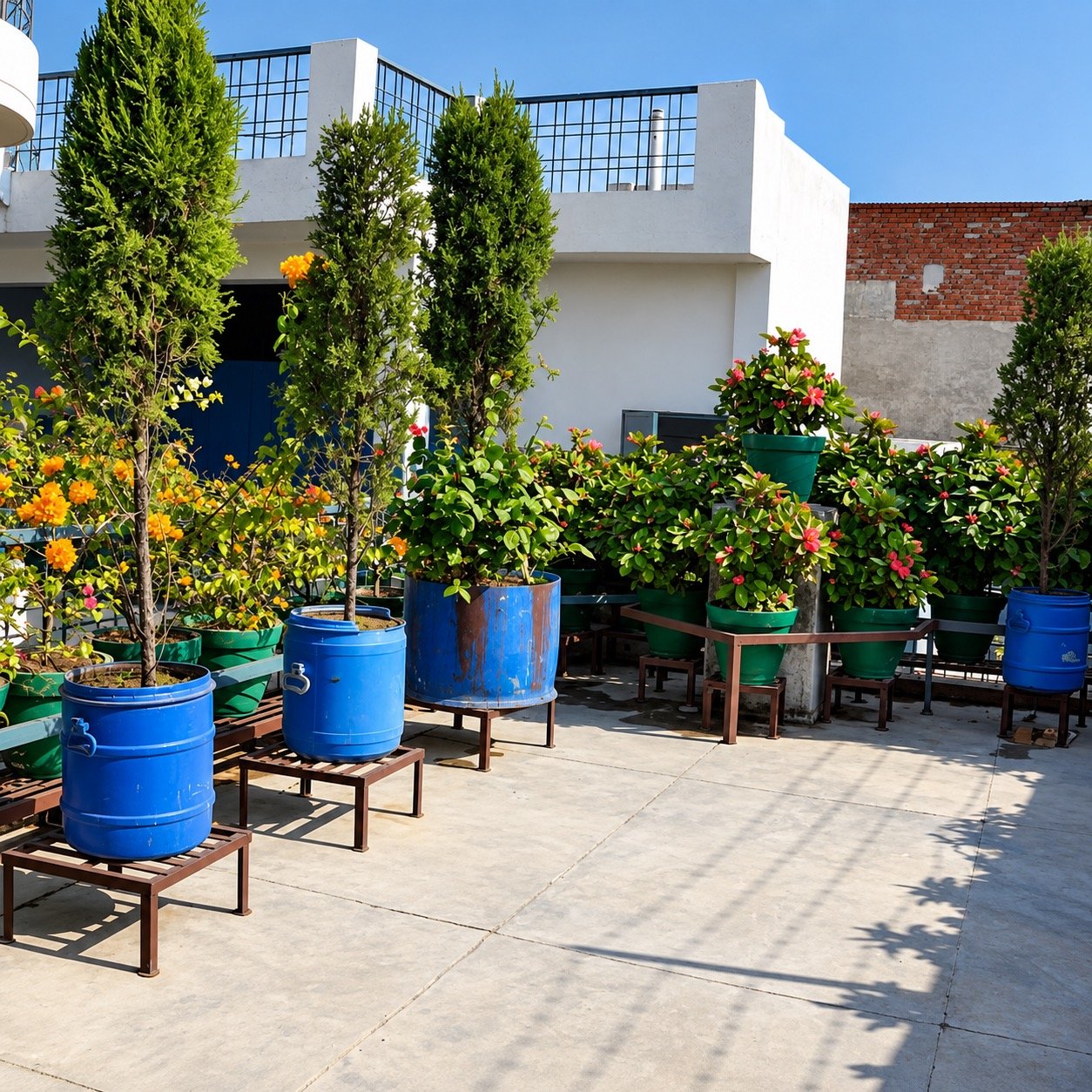 Rooftop Green Potted Cypress Garden